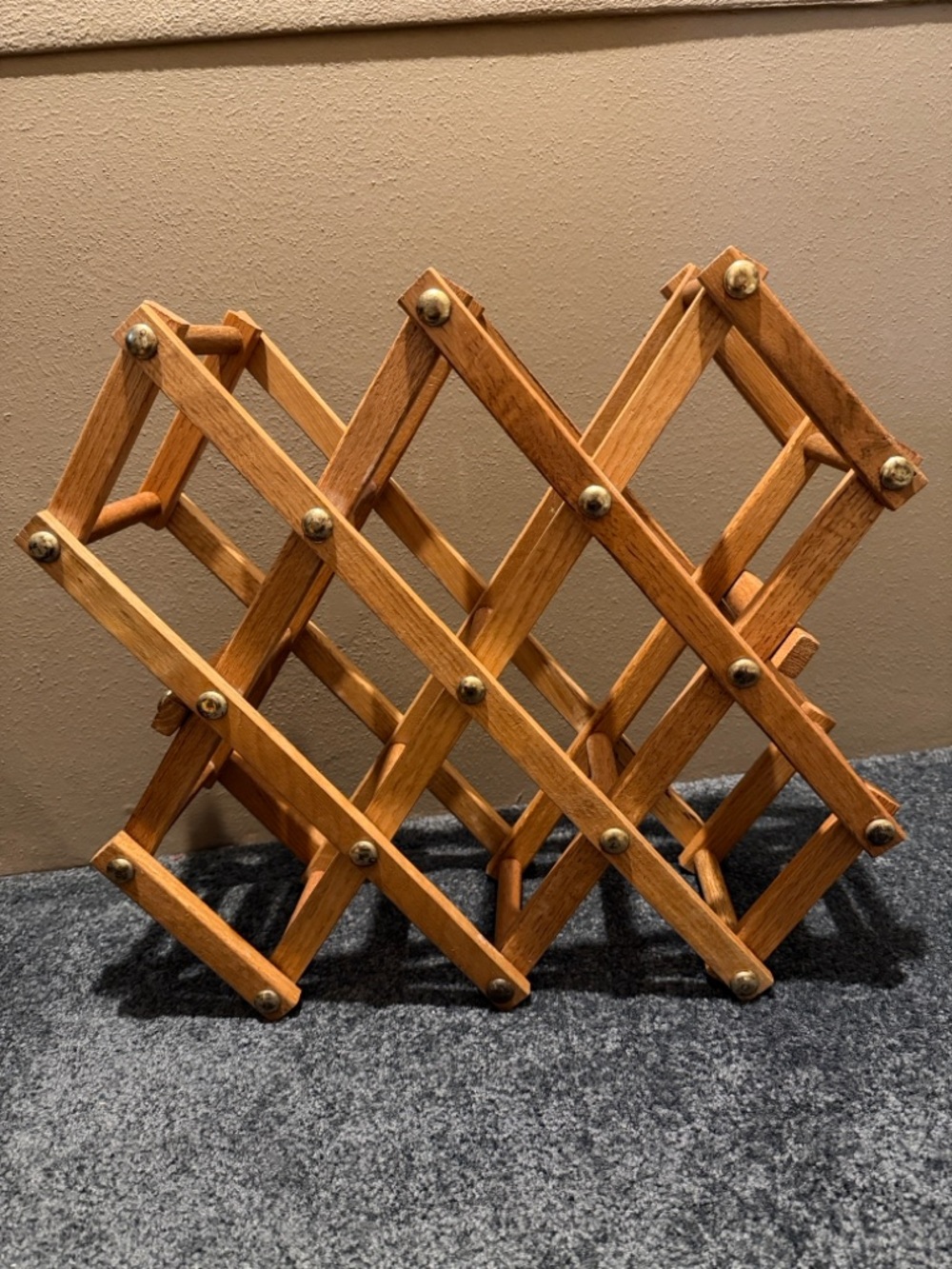 Vintage Wine Rack Holder Scissor Wood Accordion Wooden Folding